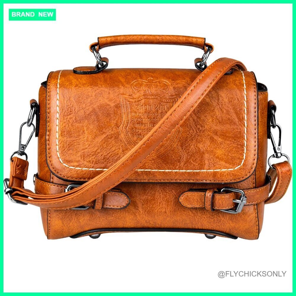 Soft PU Leather Crossbody Shoulder Bag with Adjustable Strap, 3 Compartments
